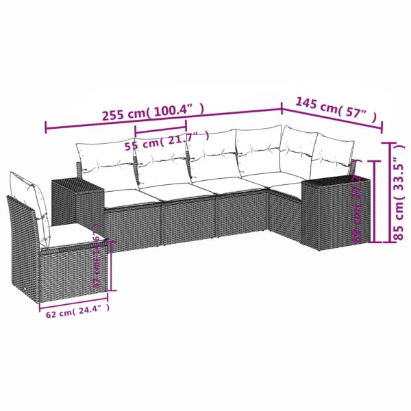 Set Divano Da Giardino 6 Pz Con Cuscini Marrone In Polyrattan - Image 3