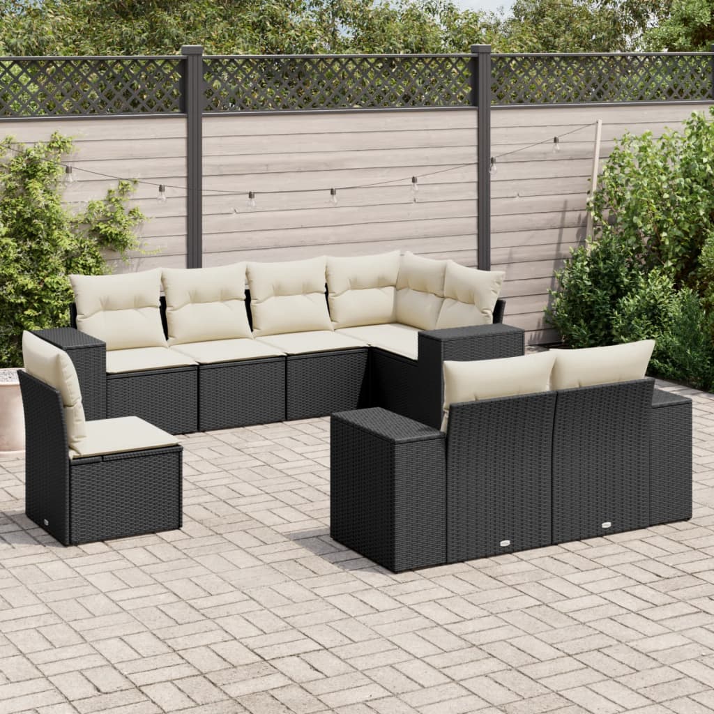 Set Divani Da Giardino Con Cuscini 8 Pz Nero In Polyrattan