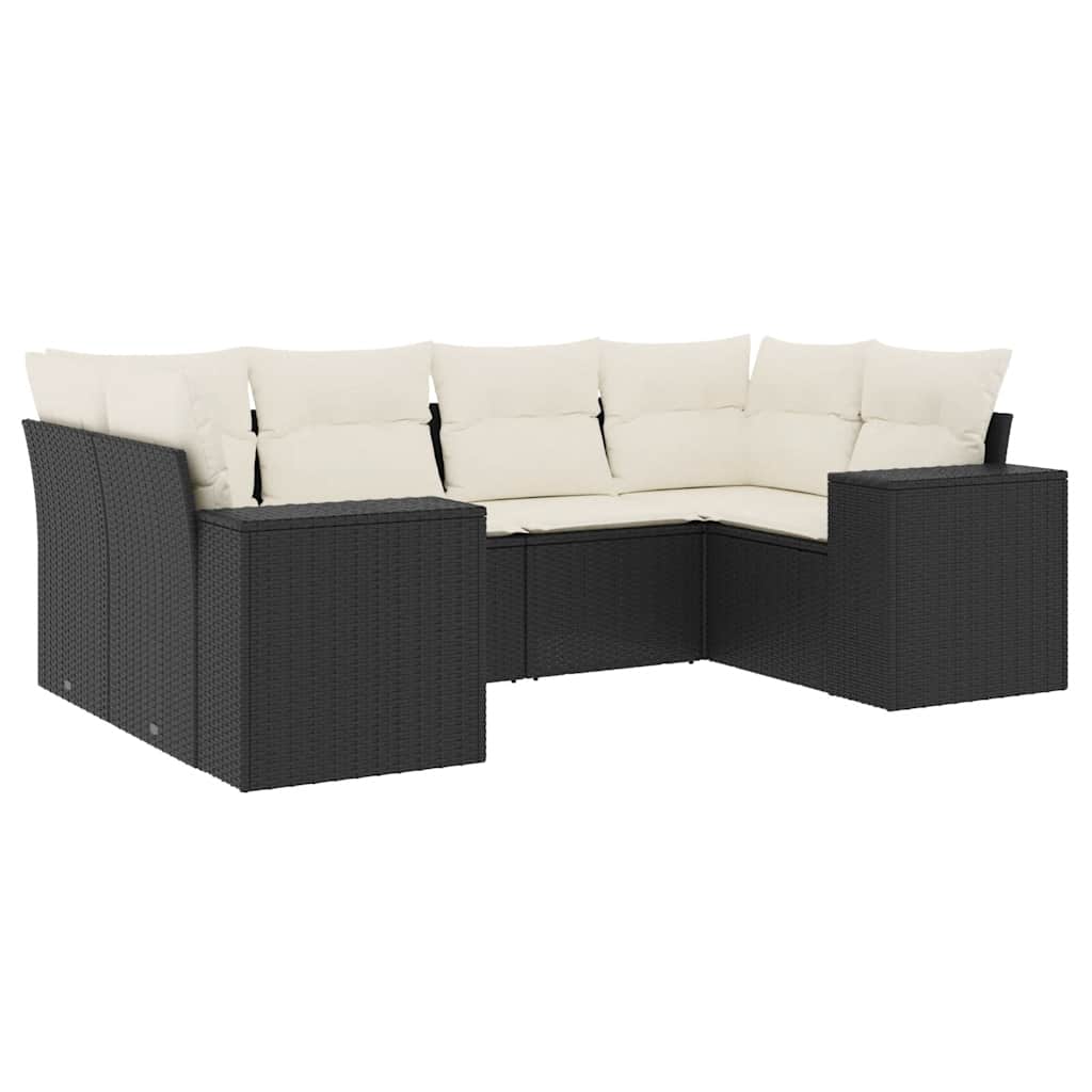Set Divano Da Giardino 6 Pz Con Cuscini Nero In Polyrattan - Image 2