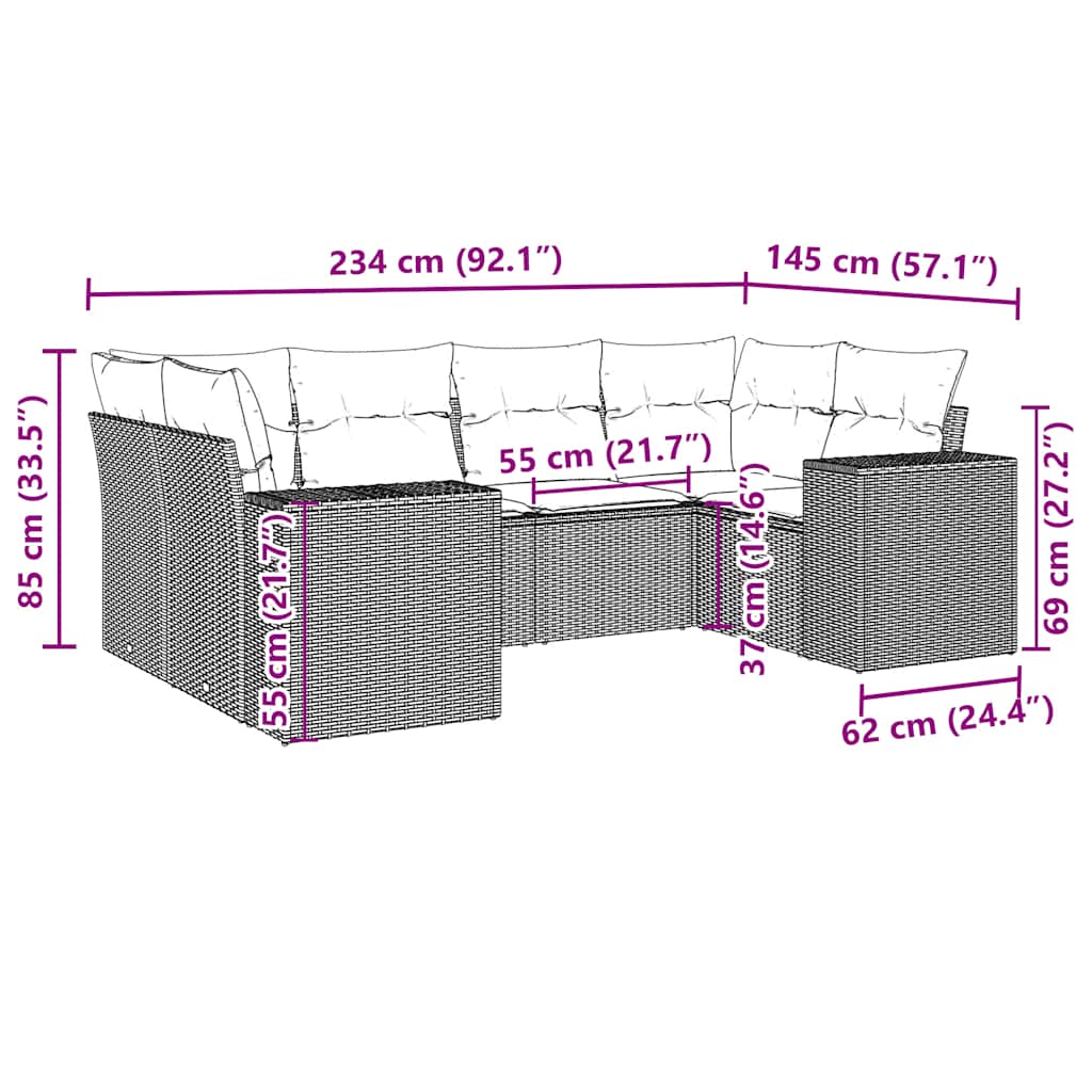 Set Divano Da Giardino 6 Pz Con Cuscini Nero In Polyrattan - Image 3