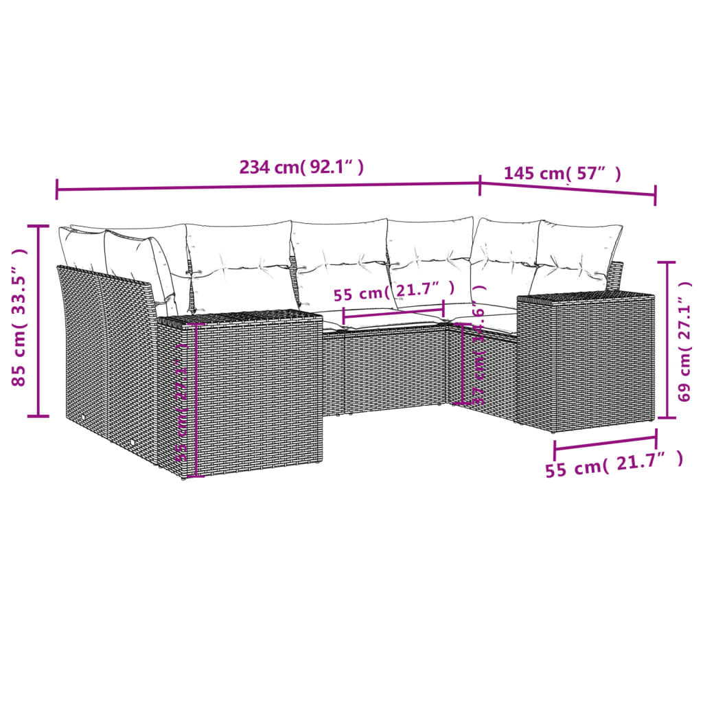 Set Divano Da Giardino 6 Pz Con Cuscini Beige In Polyrattan - Image 3