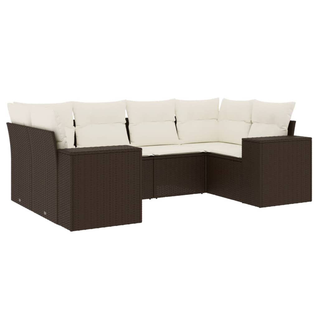 Set Divano Da Giardino 6 Pz Con Cuscini Marrone In Polyrattan - Image 2