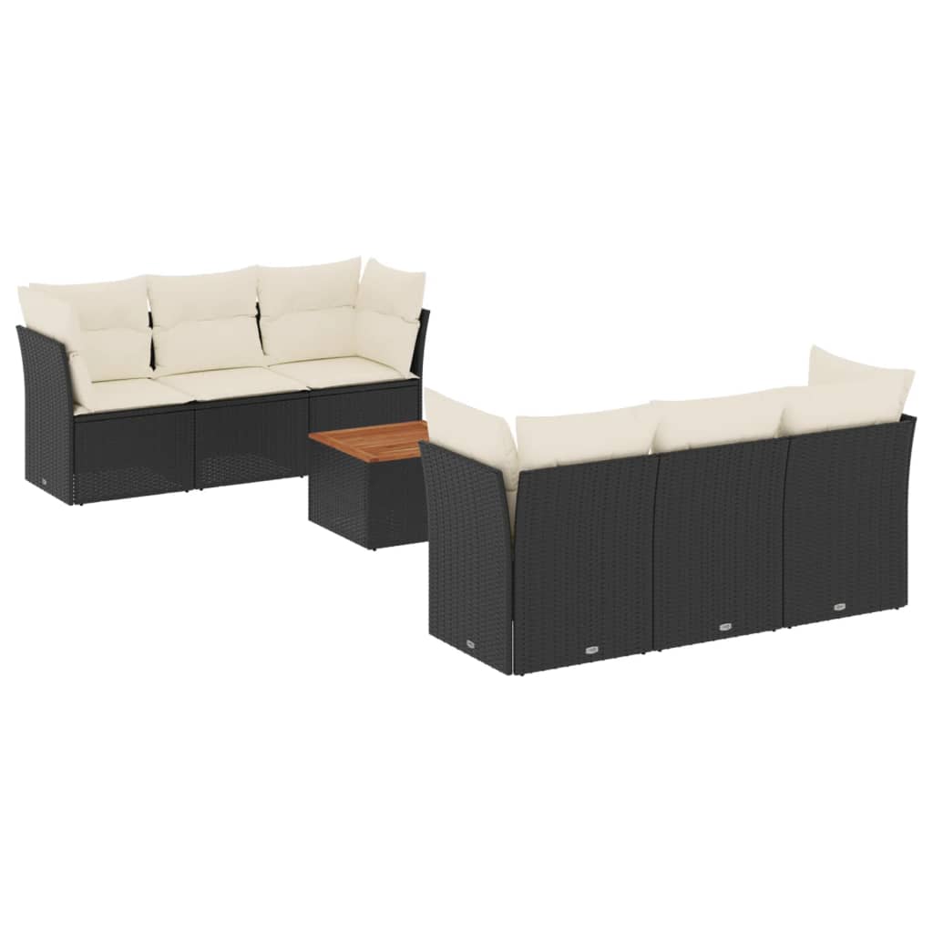 Set Divani Da Giardino Con Cuscini 7pz Nero Polyrattan - Image 2