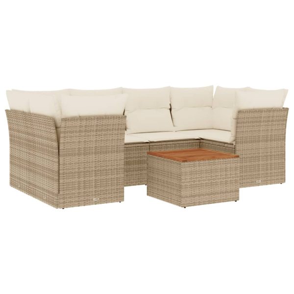 Set Divani Da Giardino 7 Pz Con Cuscini Beige In Polyrattan - Image 2