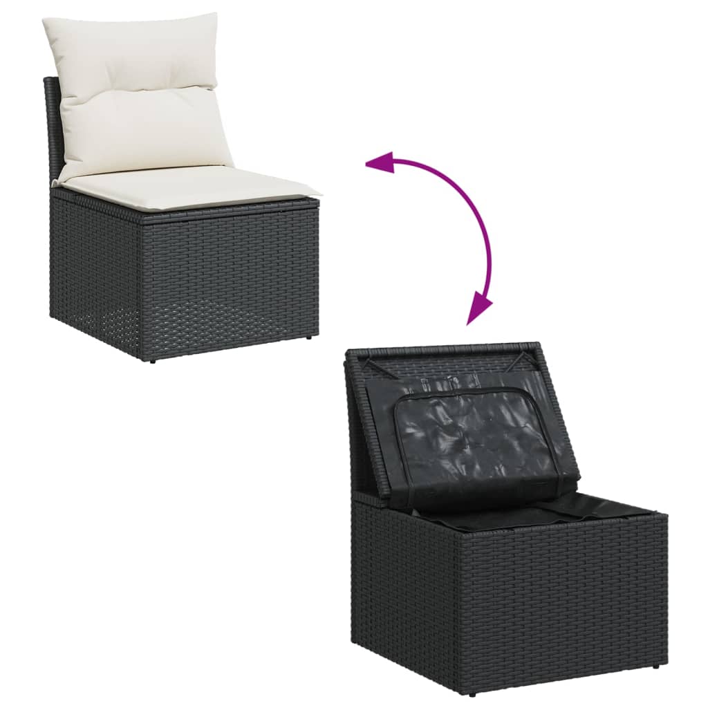 Set Divani Da Giardino Con Cuscini 8 Pz Nero In Polyrattan - Image 4