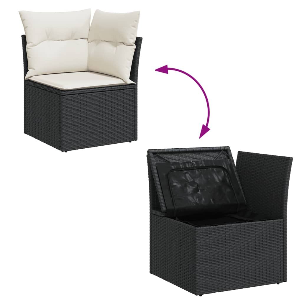 Set Divani Da Giardino Con Cuscini 8 Pz Nero In Polyrattan - Image 6