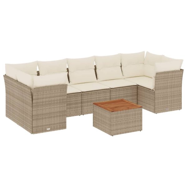 Set Divano Da Giardino 8 Pz Con Cuscini Beige In Polyrattan - Image 2