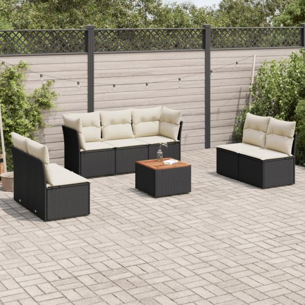 Set Divani Da Giardino Con Cuscini 8 Pz Nero In Polyrattan