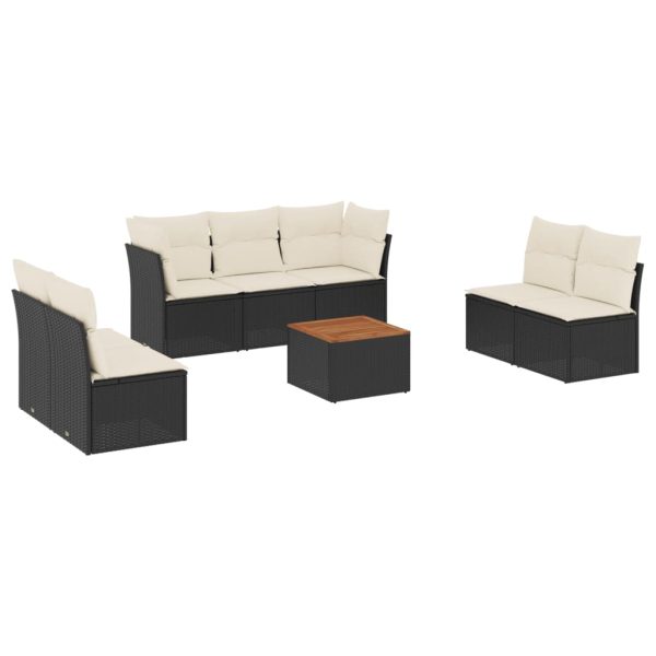 Set Divani Da Giardino Con Cuscini 8 Pz Nero In Polyrattan - Image 2