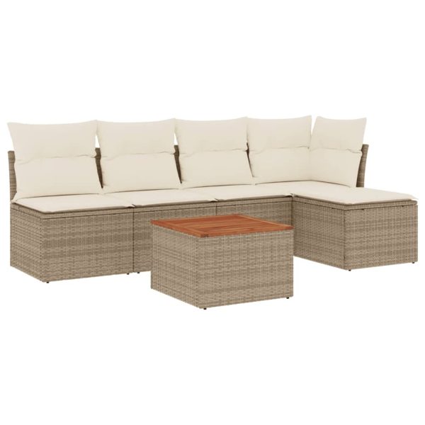 Set Divano Da Giardino 6 Pz Con Cuscini Beige In Polyrattan - Image 2