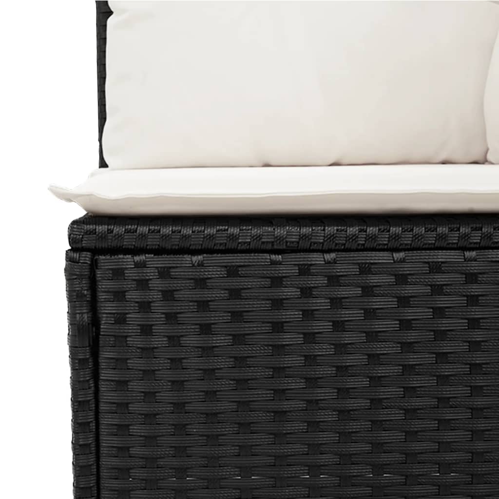 Set Divano Da Giardino 6 Pz Con Cuscini Nero In Polyrattan - Image 6