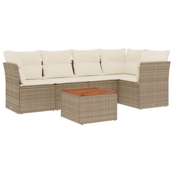 Set Divano Da Giardino 6 Pz Con Cuscini Beige In Polyrattan - Image 2