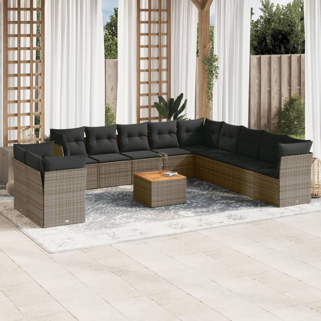 Set Divani Da Giardino 12 Pz Con Cuscini Grigio In Polyrattan
