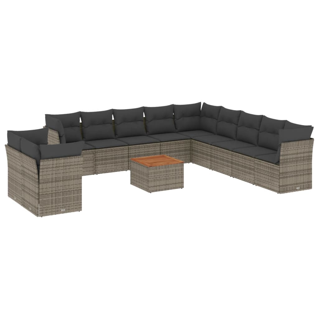 Set Divani Da Giardino 12 Pz Con Cuscini Grigio In Polyrattan - Image 2