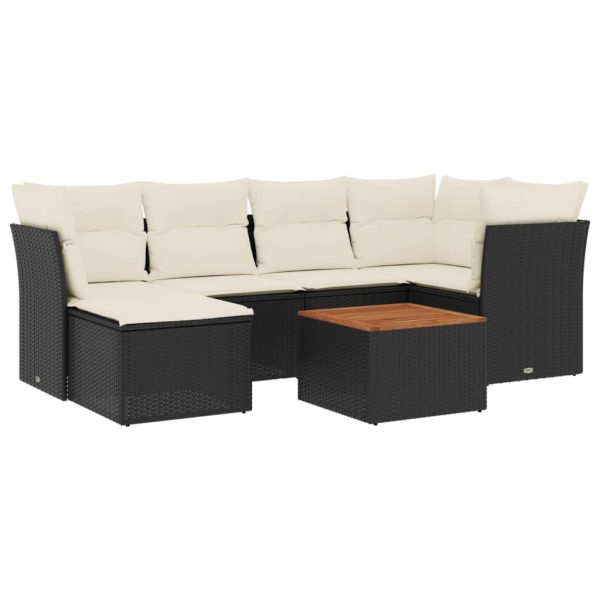 Set Divani Da Giardino Con Cuscini 7pz Nero Polyrattan - Image 2