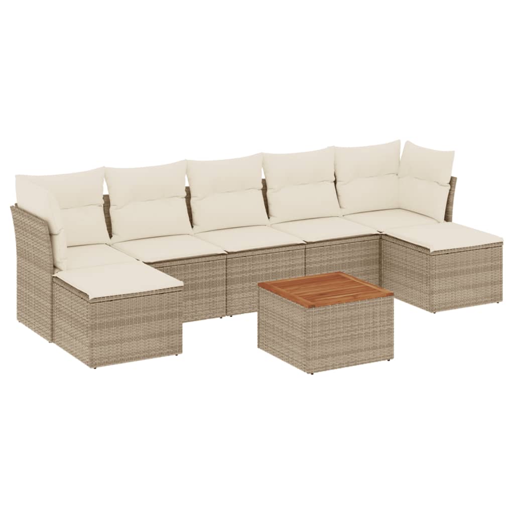 Set Divano Da Giardino 8 Pz Con Cuscini Beige In Polyrattan - Image 2