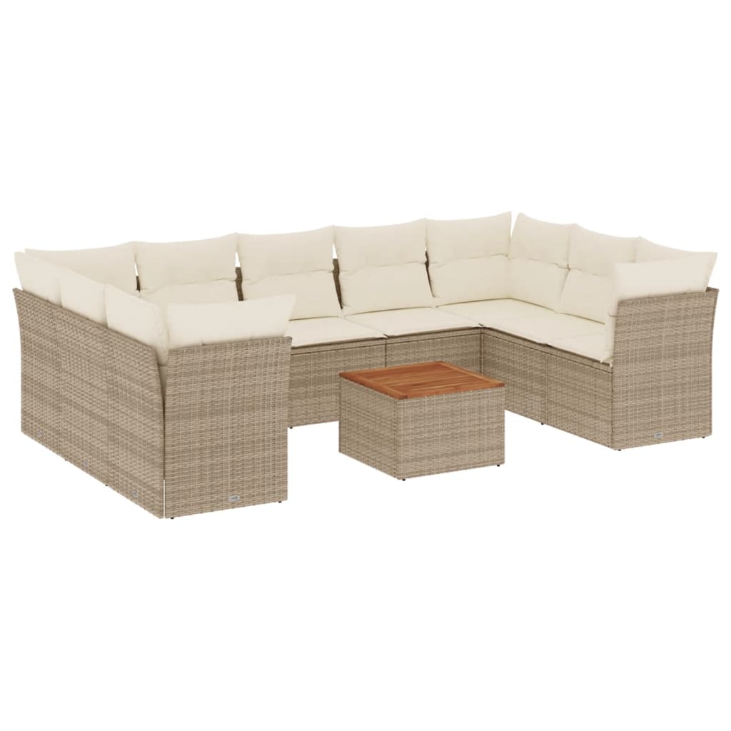Set Divano Da Giardino 10 Pz Con Cuscini Beige In Polyrattan - Image 2