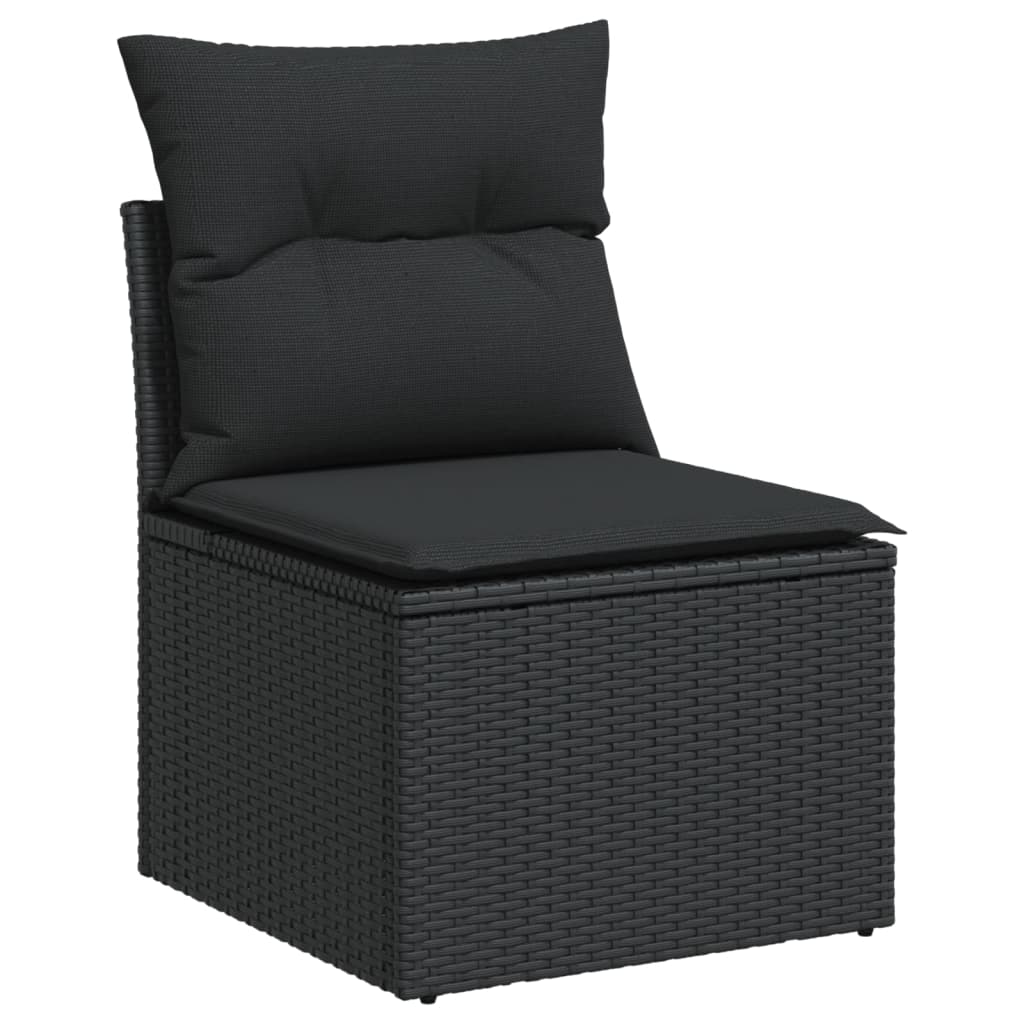 Set Divani Da Giardino 10pz Con Cuscini In Polyrattan Nero - Image 4