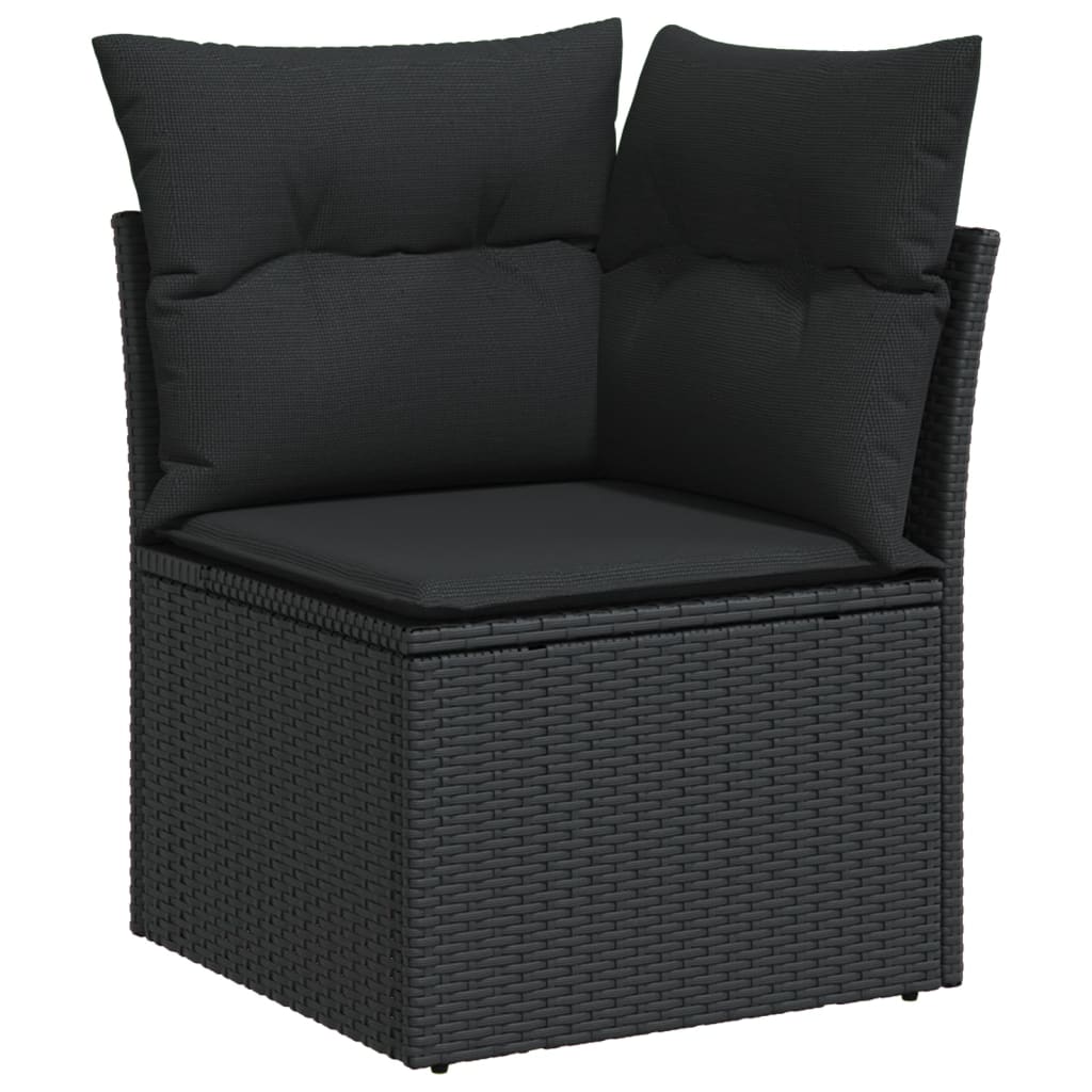 Set Divani Da Giardino 10pz Con Cuscini In Polyrattan Nero - Image 5