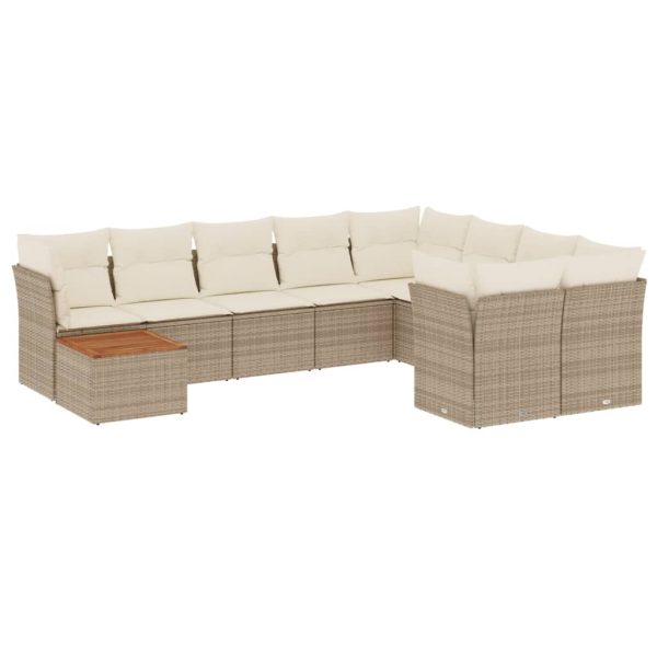 Set Divano Da Giardino 10 Pz Con Cuscini Beige In Polyrattan - Image 2
