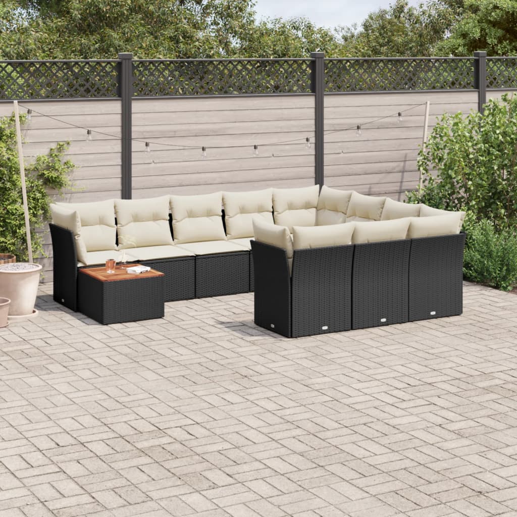 Set Divani Da Giardino 11 Pz Con Cuscini In Polyrattan Nero