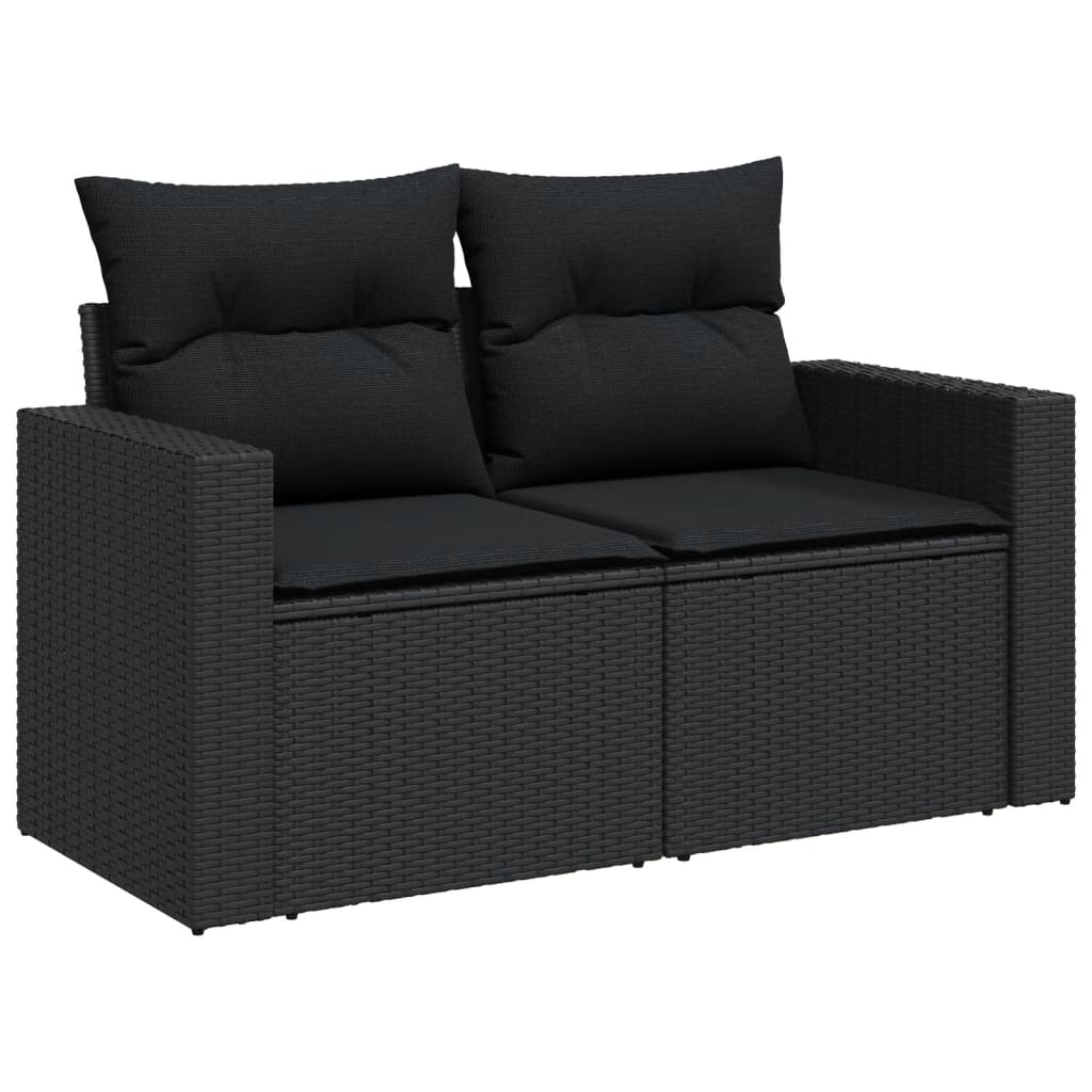Set Divani Da Giardino 4 Pz Con Cuscini Nero In Polyrattan - Image 5