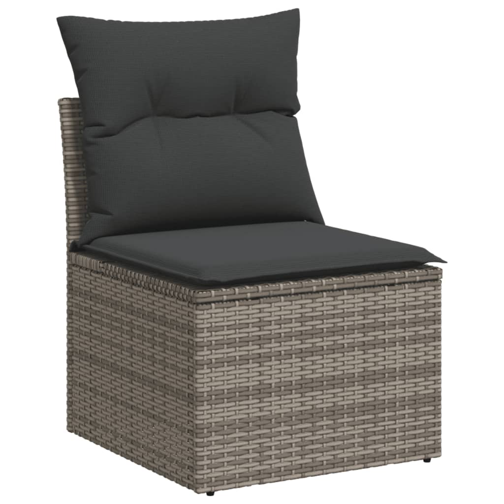 Set Divano Da Giardino 5 Pz Con Cuscini Grigio In Polyrattan - Image 3