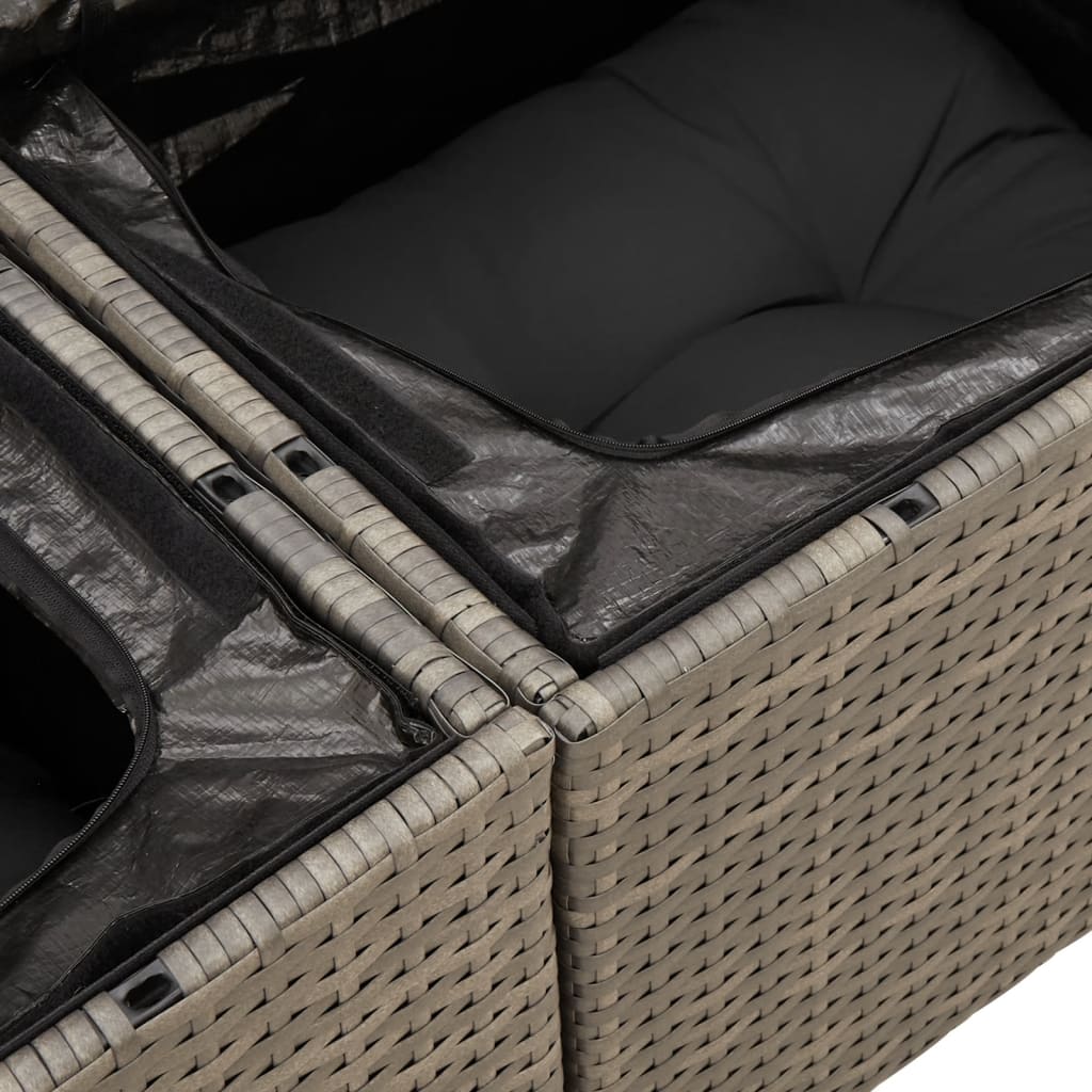 Set Divano Da Giardino 5 Pz Con Cuscini Grigio In Polyrattan - Image 6