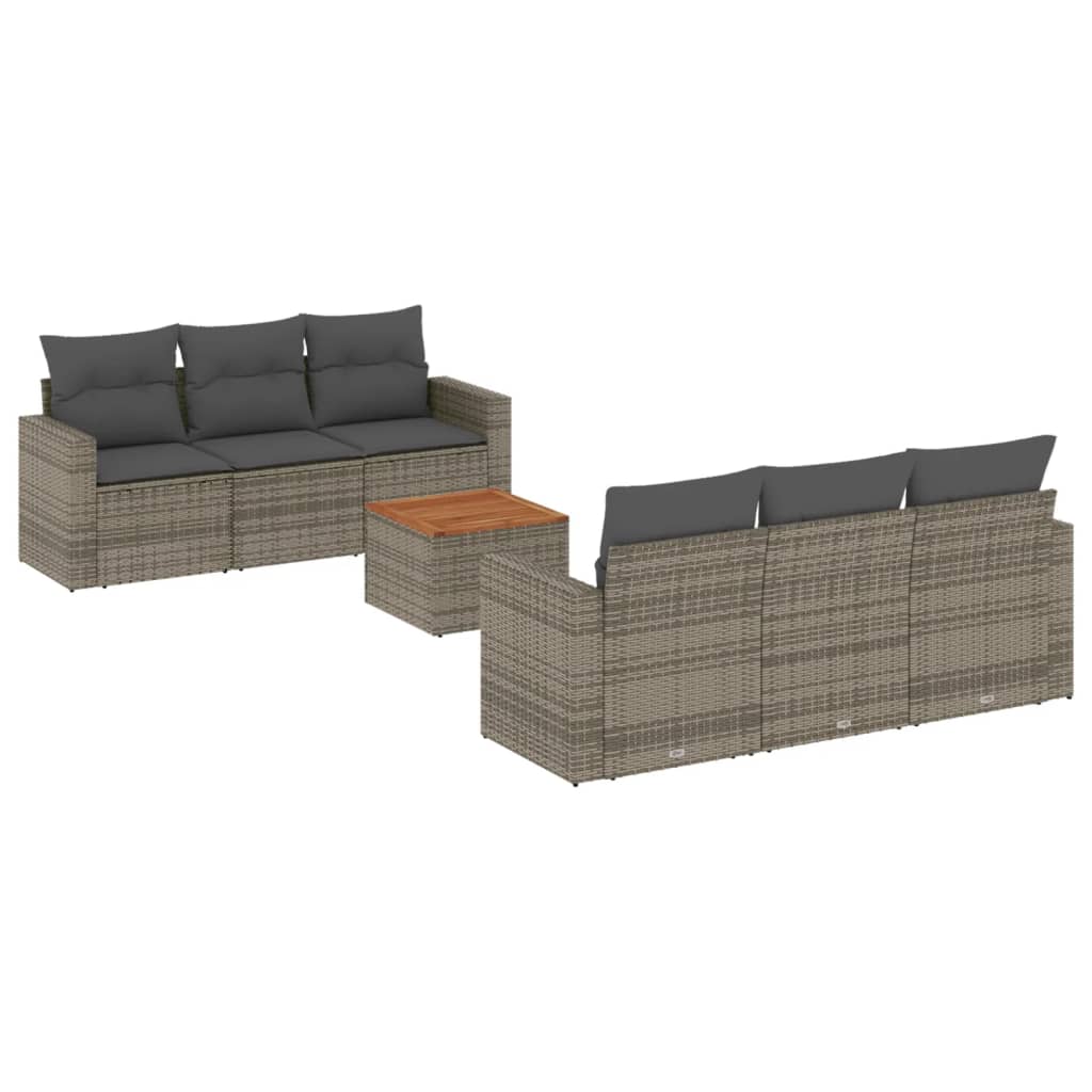 Set Divani Da Giardino 7 Pz Con Cuscini Grigio In Polyrattan - Image 2