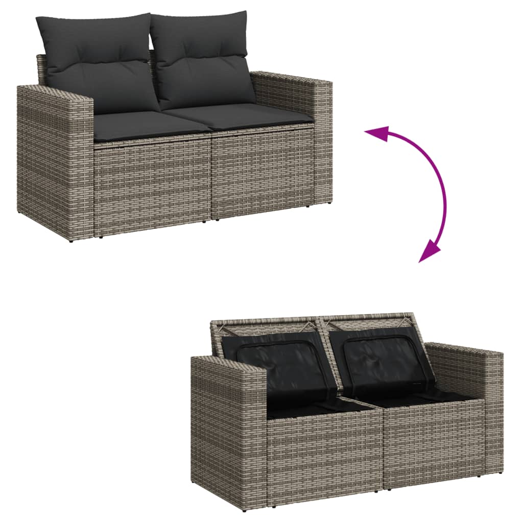 Set Divani Da Giardino 7 Pz Con Cuscini Grigio In Polyrattan - Image 4