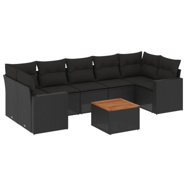 Set Divani Da Giardino Con Cuscini 8 Pz Nero In Polyrattan - Image 2