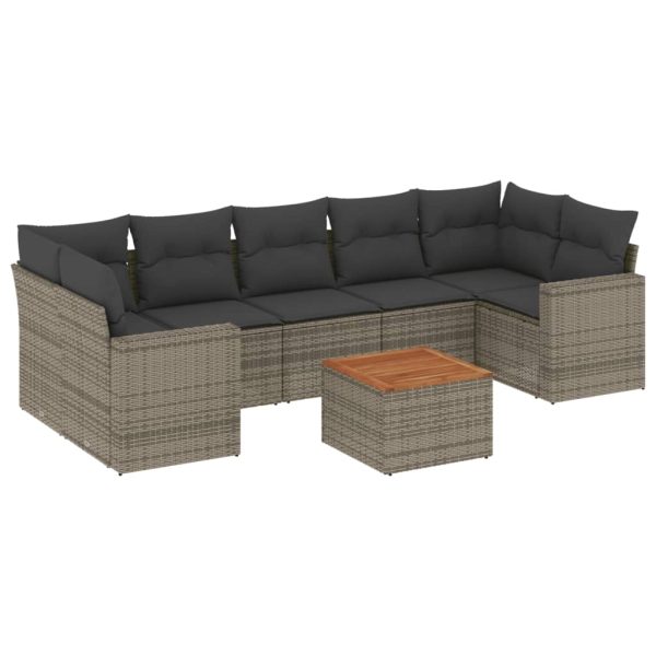 Set Divano Da Giardino 8 Pz Con Cuscini Grigio In Polyrattan - Image 2