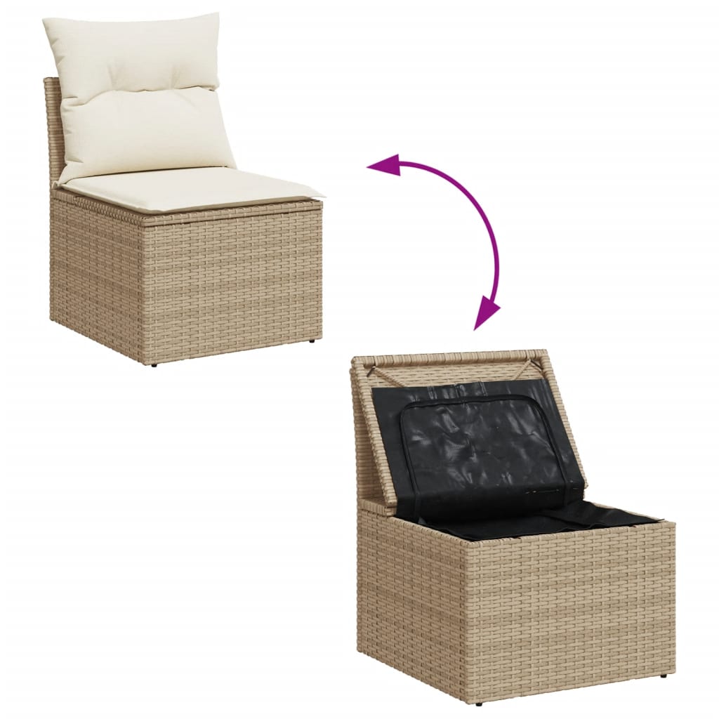 Set Divano Da Giardino 9 Pz Con Cuscini Beige In Polyrattan - Image 3