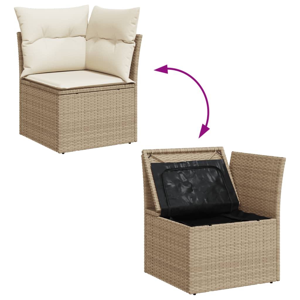 Set Divano Da Giardino 9 Pz Con Cuscini Beige In Polyrattan - Image 4