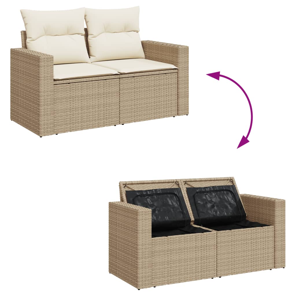 Set Divano Da Giardino 9 Pz Con Cuscini Beige In Polyrattan - Image 5