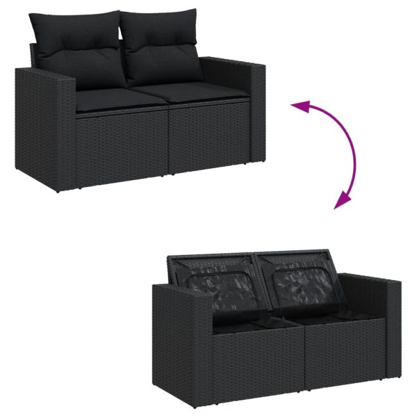 Set Divani Da Giardino Con Cuscini 8 Pz Nero In Polyrattan - Image 4