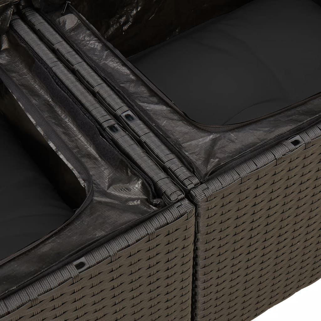 Set Divani Da Giardino 9 Pz Con Cuscini Nero In Polyrattan - Image 6