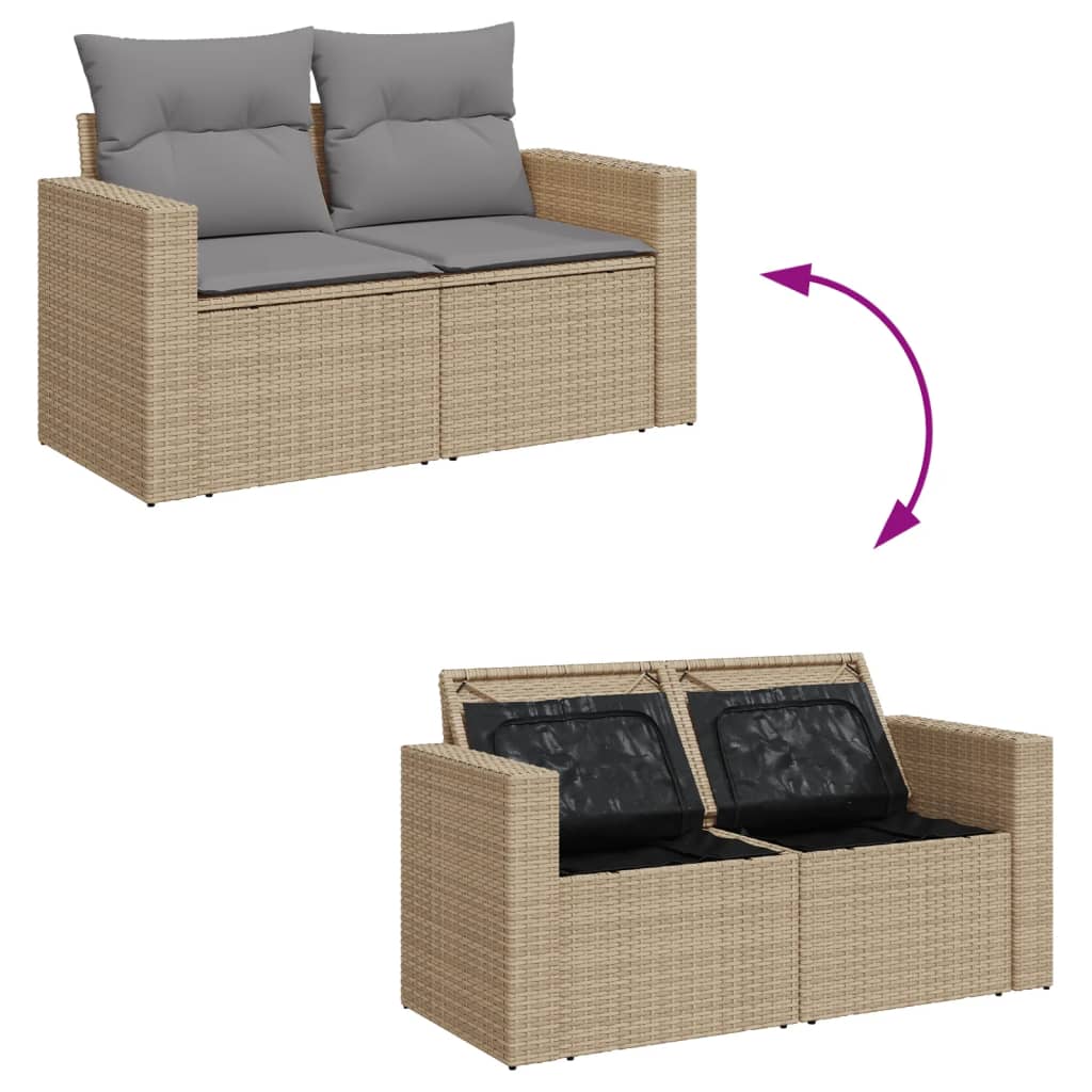 Set Divano Da Giardino 5 Pz Con Cuscini Beige Misto Polyrattan - Image 4