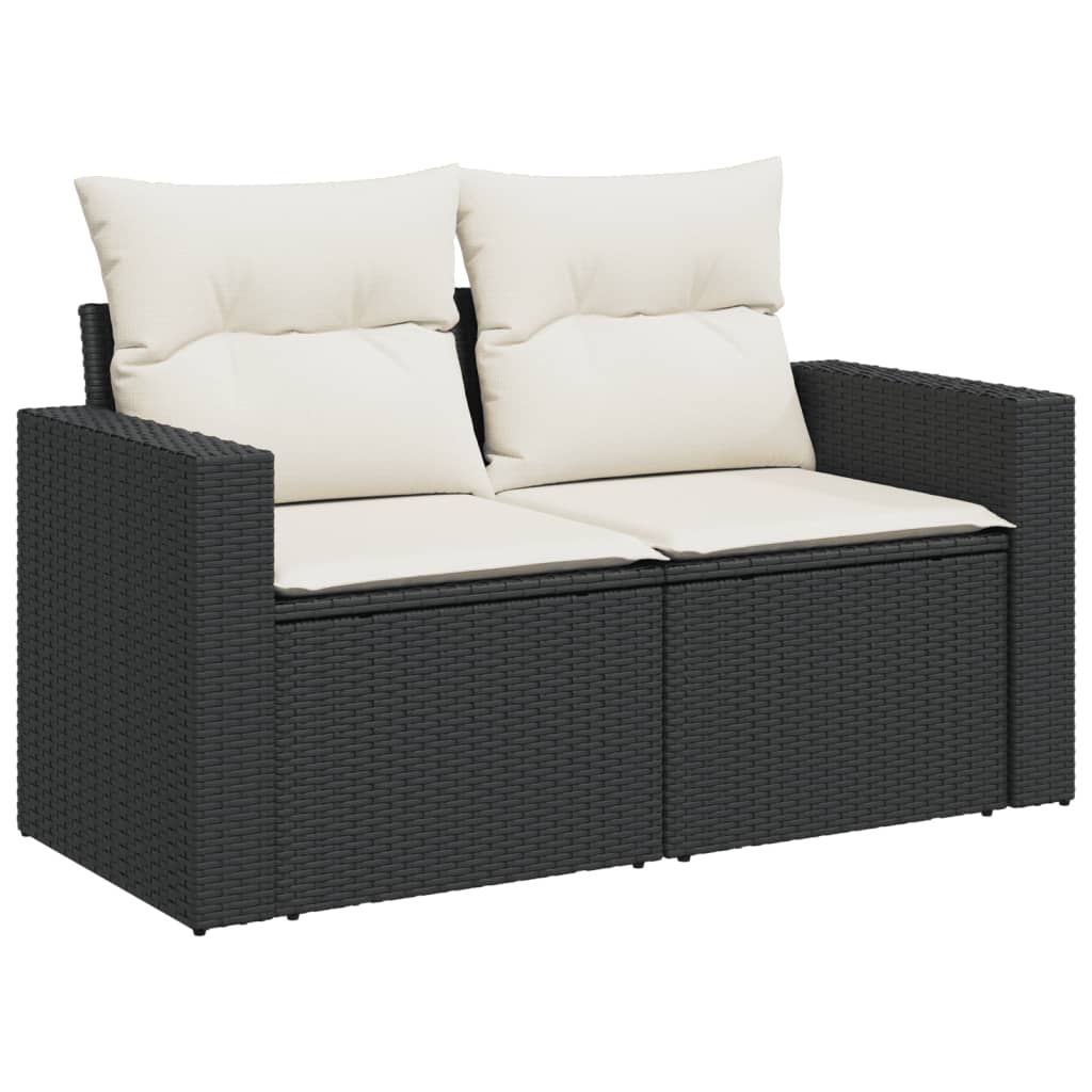 Set Divano Da Giardino 6 Pz Con Cuscini Nero In Polyrattan - Image 4