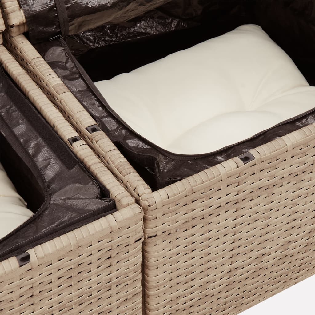 Set Divano Da Giardino 6 Pz Con Cuscini Beige In Polyrattan - Image 6
