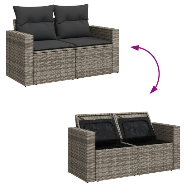 Set Divano Da Giardino 6 Pz Con Cuscini Grigio In Polyrattan - Image 4