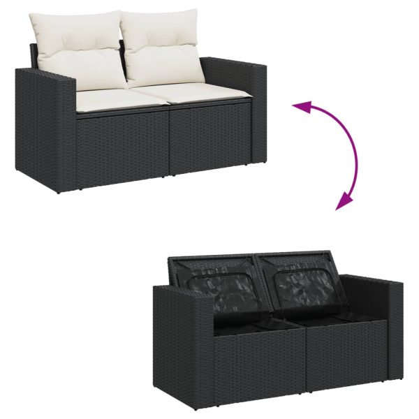 Set Divano Da Giardino 6 Pz Con Cuscini Nero In Polyrattan - Image 5