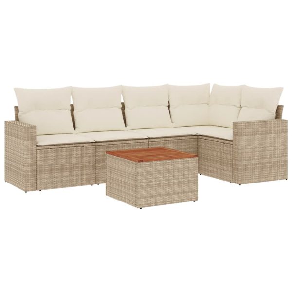 Set Divano Da Giardino 6 Pz Con Cuscini Beige In Polyrattan - Image 2