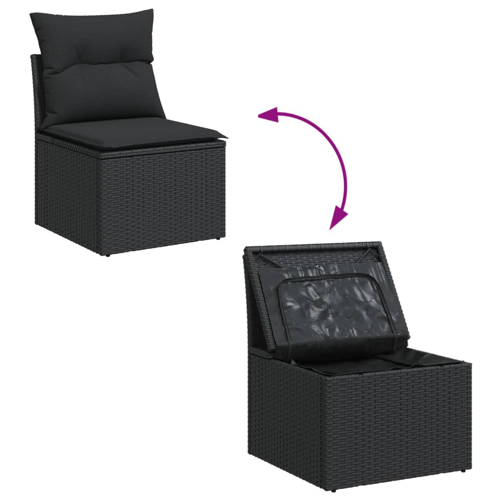 Set Divano Da Giardino 6 Pz Con Cuscini Nero In Polyrattan - Image 3