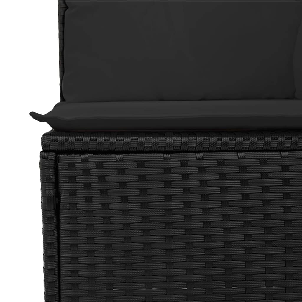 Set Divano Da Giardino 6 Pz Con Cuscini Nero In Polyrattan - Image 6