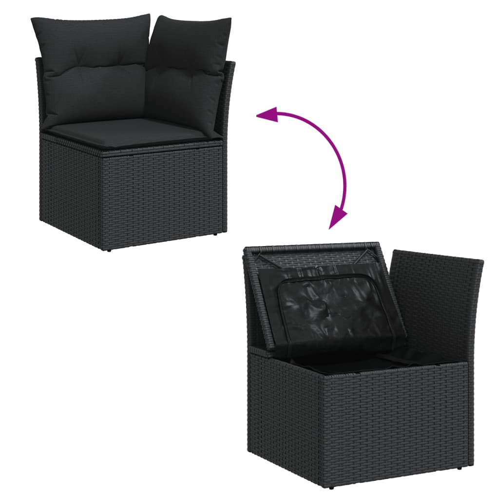 Set Divani Da Giardino Con Cuscini 7pz Nero Polyrattan - Image 4