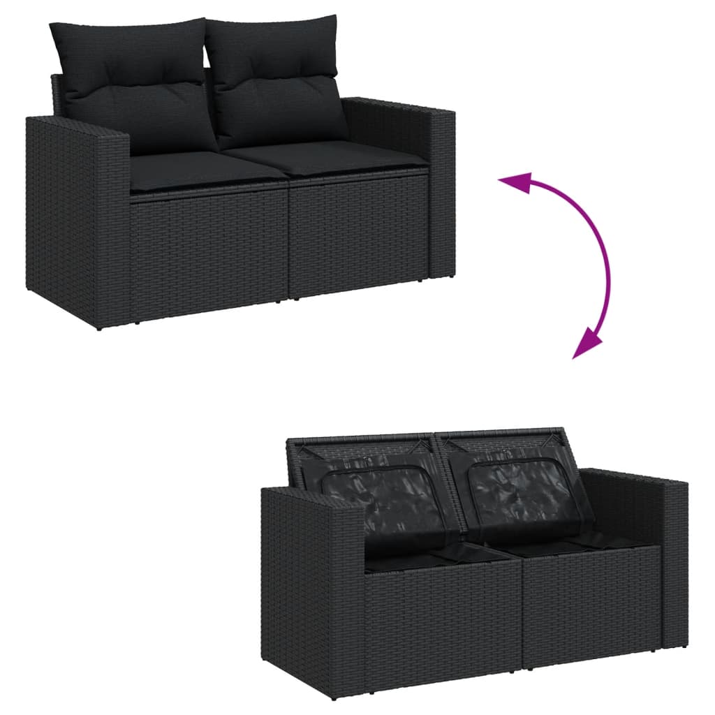 Set Divani Da Giardino Con Cuscini 7pz Nero Polyrattan - Image 5