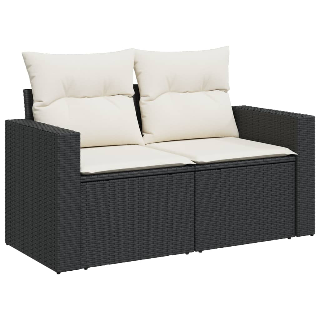 Set Divani Da Giardino Con Cuscini 7pz Nero Polyrattan - Image 5