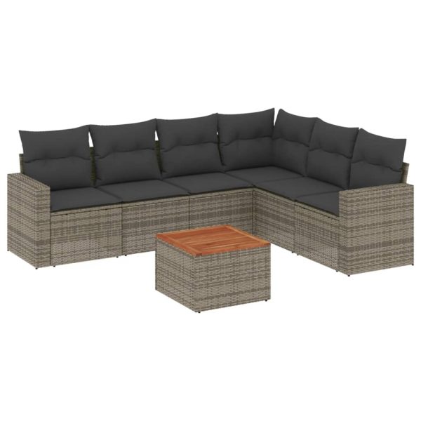 Set Divani Da Giardino 7 Pz Con Cuscini Grigio In Polyrattan - Image 2