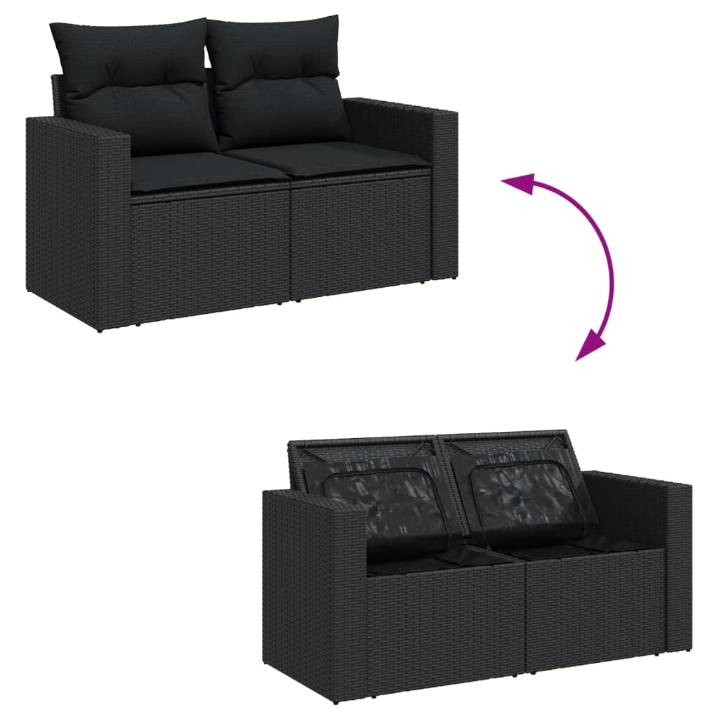Set Divani Da Giardino Con Cuscini 7pz Nero Polyrattan - Image 5